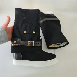 Stivaletti Full Upp Side jeans nero con risvolto