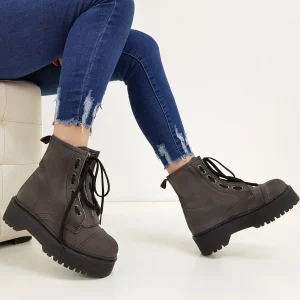 Stivaletti Oxford 3 nabuk grigio e zip