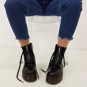 Stivaletti Oxford 3 pelle nero e zip