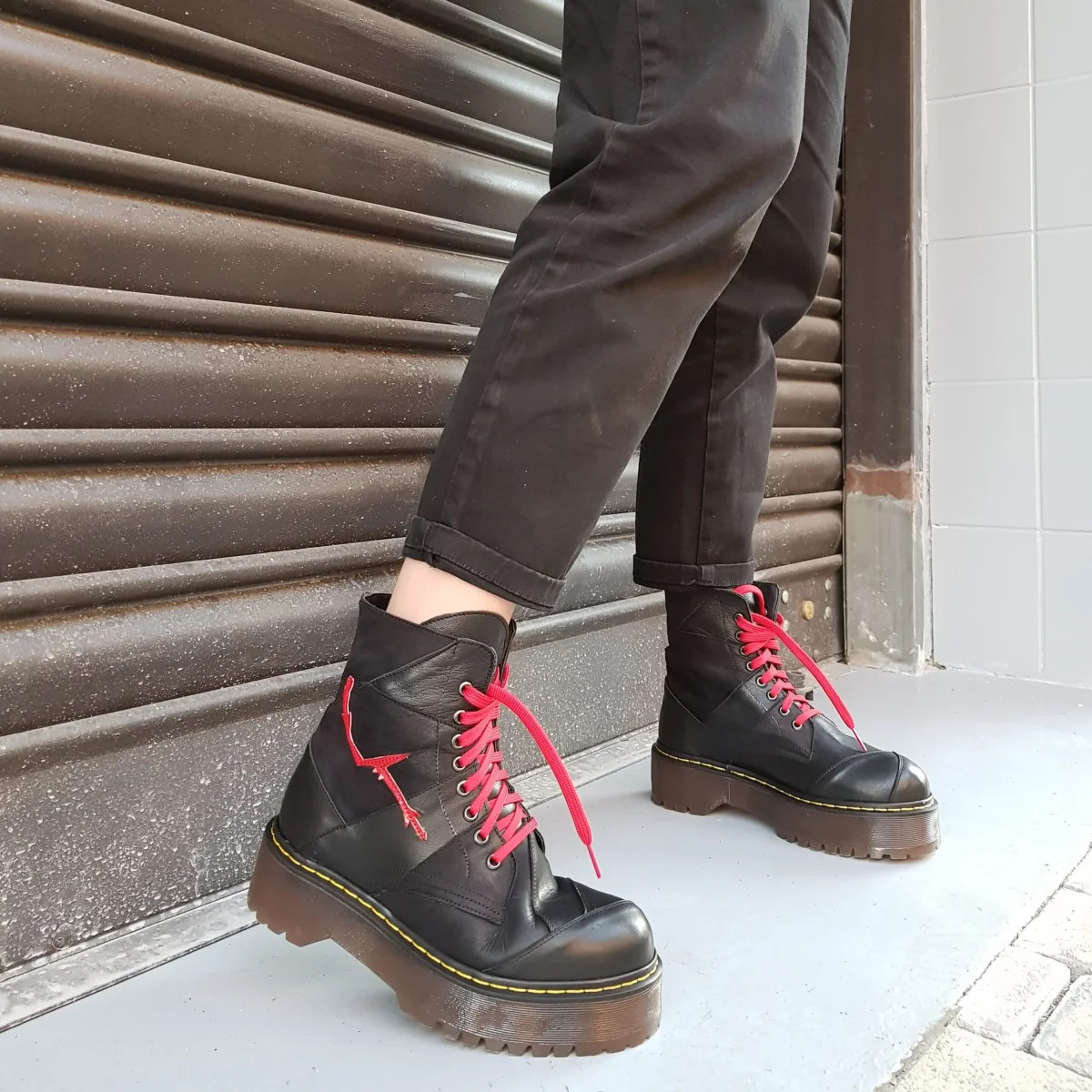 Stivaletti Oxford patch pelle nero - immagine 4