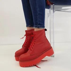 Stivaletti Oxford pelle rosso total