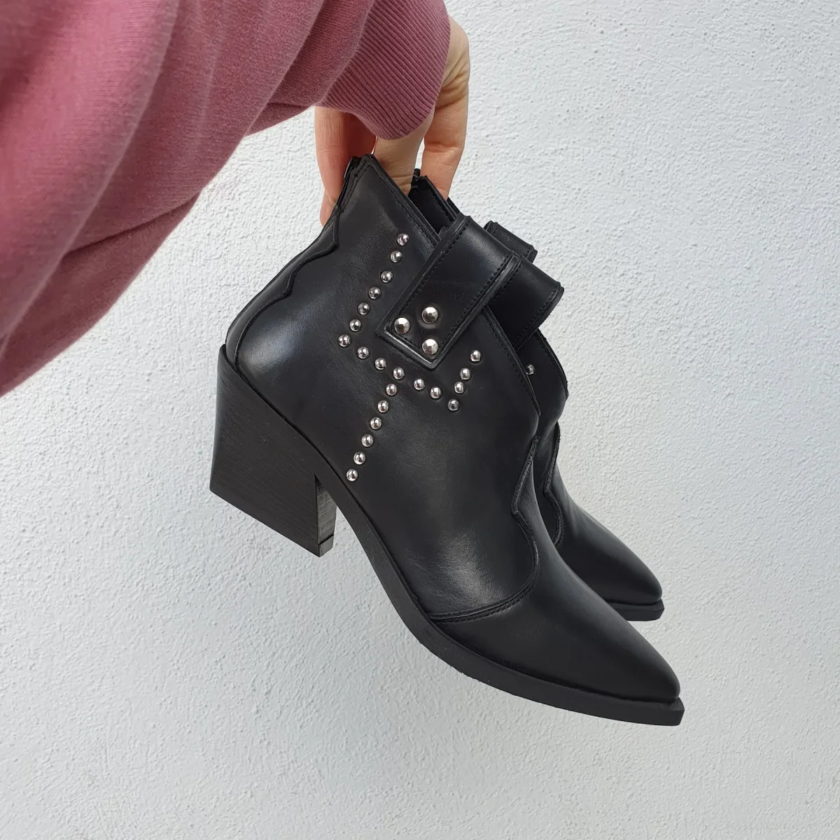 Stivaletti Stephan 12 pelle nero con borchie argento - immagine 7