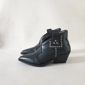 Stivaletti Stephan 12 pelle nero con borchie argento