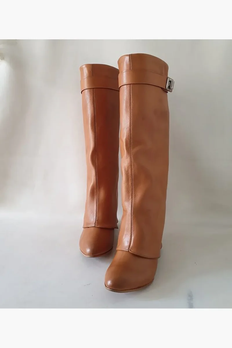 Stivali Annachiara 6 pelle cuoio con risvolto - immagine 3