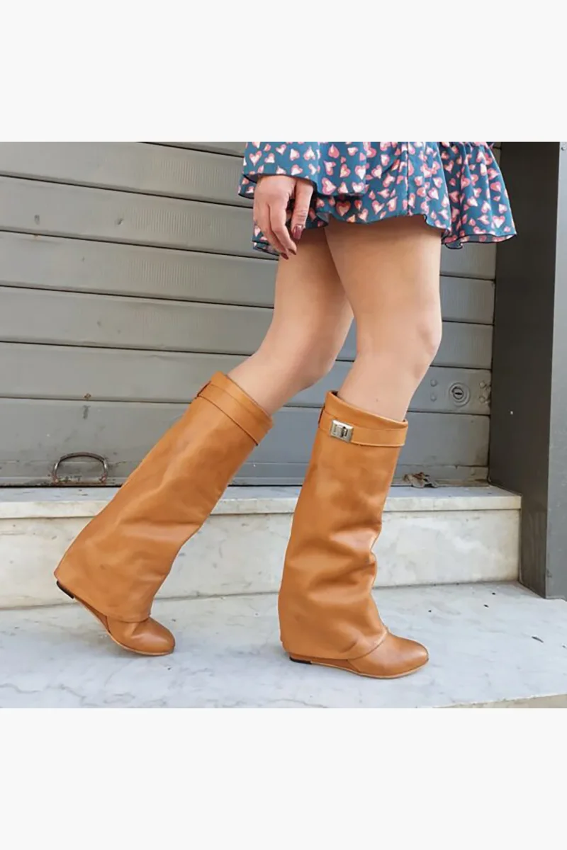 Stivali Annachiara 6 pelle cuoio con risvolto - immagine 4