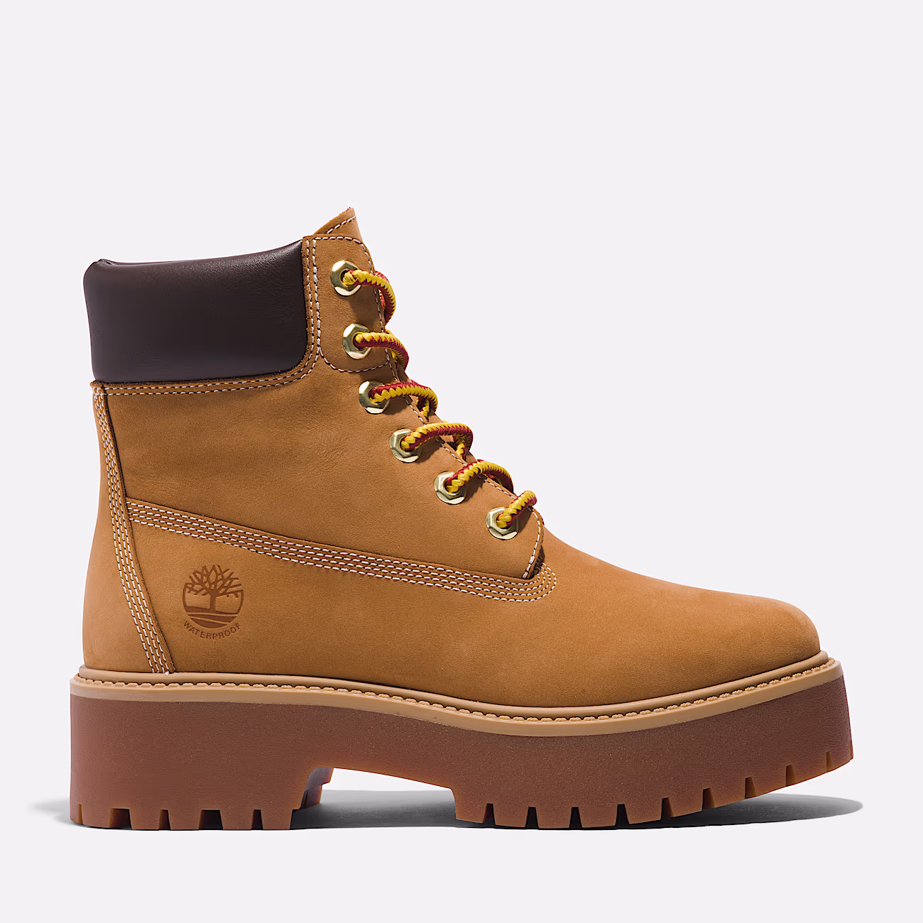 Timberland Stivale Impermeabile Donna con Plateau Stone Steet 6-Inch in Pelle Giallo