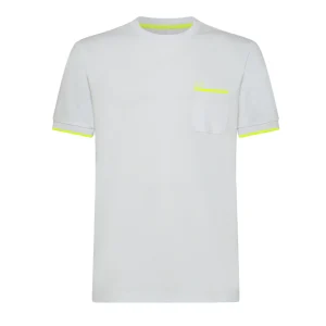 T-SHIRT UOMO SMALL STRIPES ON CUFFS BIANCO - T33121  01