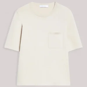T-SHIRT DONNA IN CREPE BEIGE - 2426366047600 TAHITI 001
