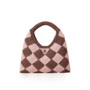 Tote bag uncinetto MARYLAND brown pink