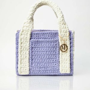 Tote bag uncinetto NIMES Lilac White