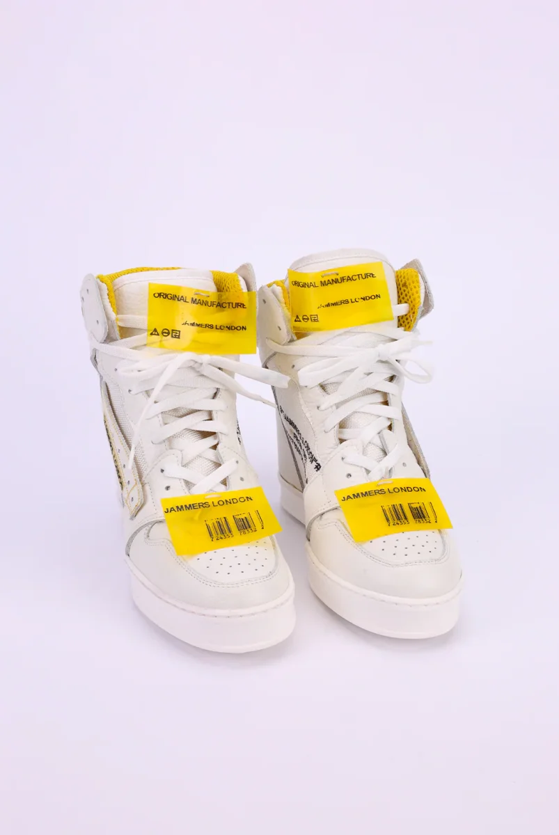 Sneakers Upp Code pelle bianco e riporto giallo - immagine 4