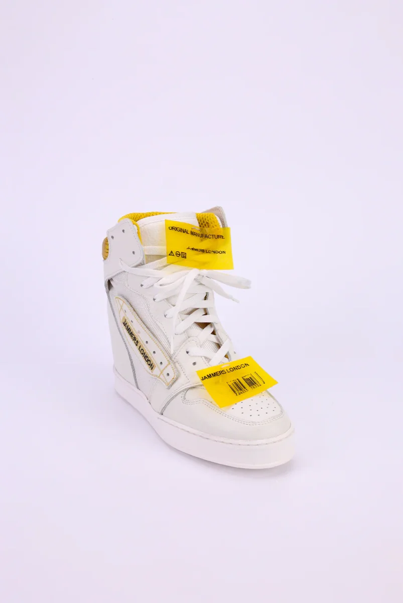Sneakers Upp Code pelle bianco e riporto giallo - immagine 3