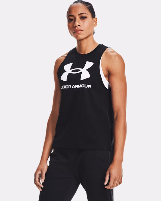 Under Armour Canotta Sportiva Donna Tank Top Elasticizzato Allenamento UA Tech Nero - immagine 3