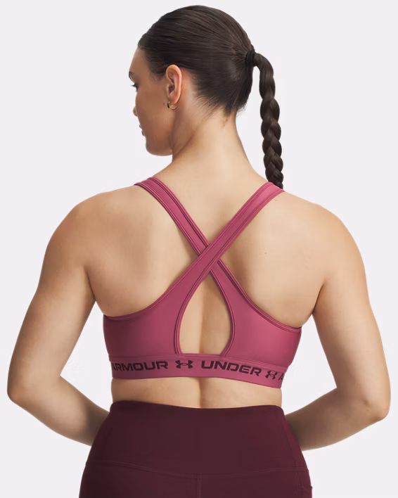 Under Armour Reggiseno Sportivo Mid Crossback Donna Elasticizzato Allenamento UA Tech Fuchsia Dusk - immagine 8