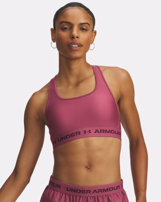 Under Armour Reggiseno Sportivo Mid Crossback Donna Elasticizzato Allenamento UA Tech Fuchsia Dusk