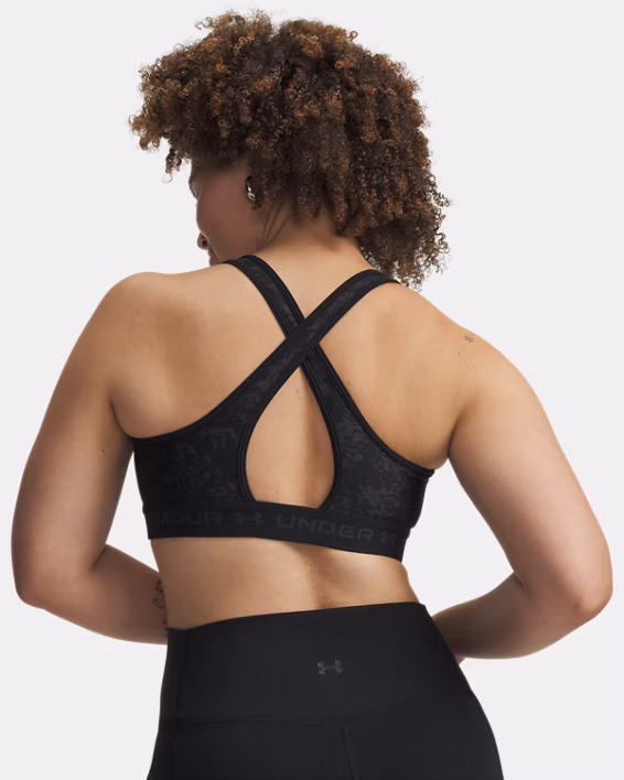 Under Armour Reggiseno Sportivo Mid Crossback Print Donna Elasticizzato Allenamento UA Tech Stampa Nero - immagine 6