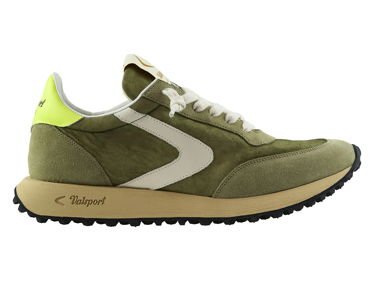 Valsport Scarpe Sneaker artigianali pelle Made in ITALY Start Run Nylon Vintage Olive