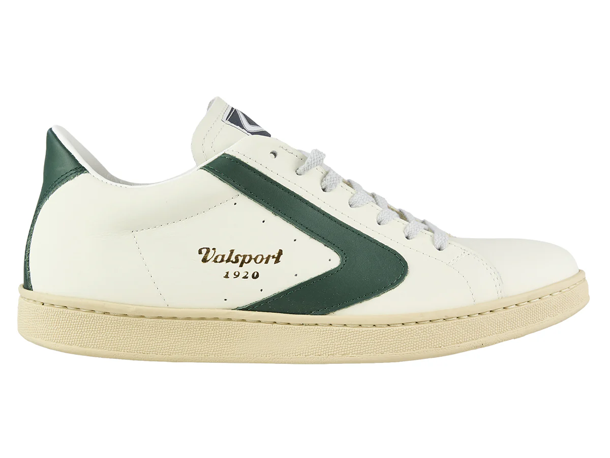 Valsport Sneaker Scarpe Tournament artigianali Pelle Made in Italy Bianco Verde Evergreen Uomo