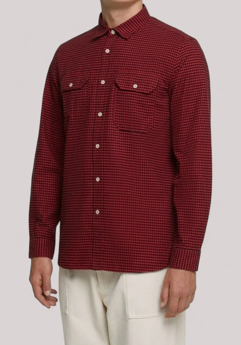 CAMICIA UOMO CON TASCHE IN FLANELLA RED MICRO BUFFALO - immagine 3