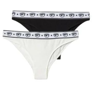 Chiara Ferragni 2 Slip Da Con Elastico Logato Nero Donna