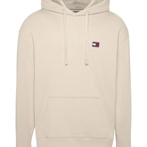 Tommy Jeans Felpa Relaxed Fit con Cappuccio e Distintivo Cotone Beige
