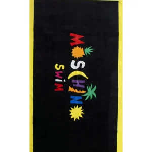 Moschino Swim Telo da Mare Fantasia Frutti Tropicali Cotone Nero