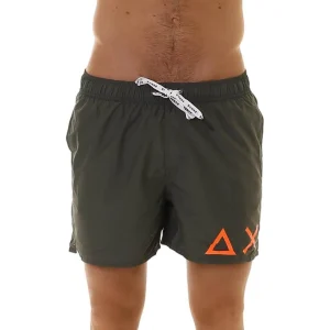 Sun68 Costume da Bagno Solid Big Logo Verde Militare H19102