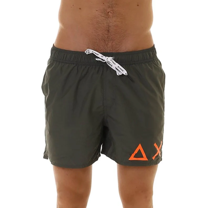 Sun68 Costume da Bagno Solid Big Logo Verde Militare H19102