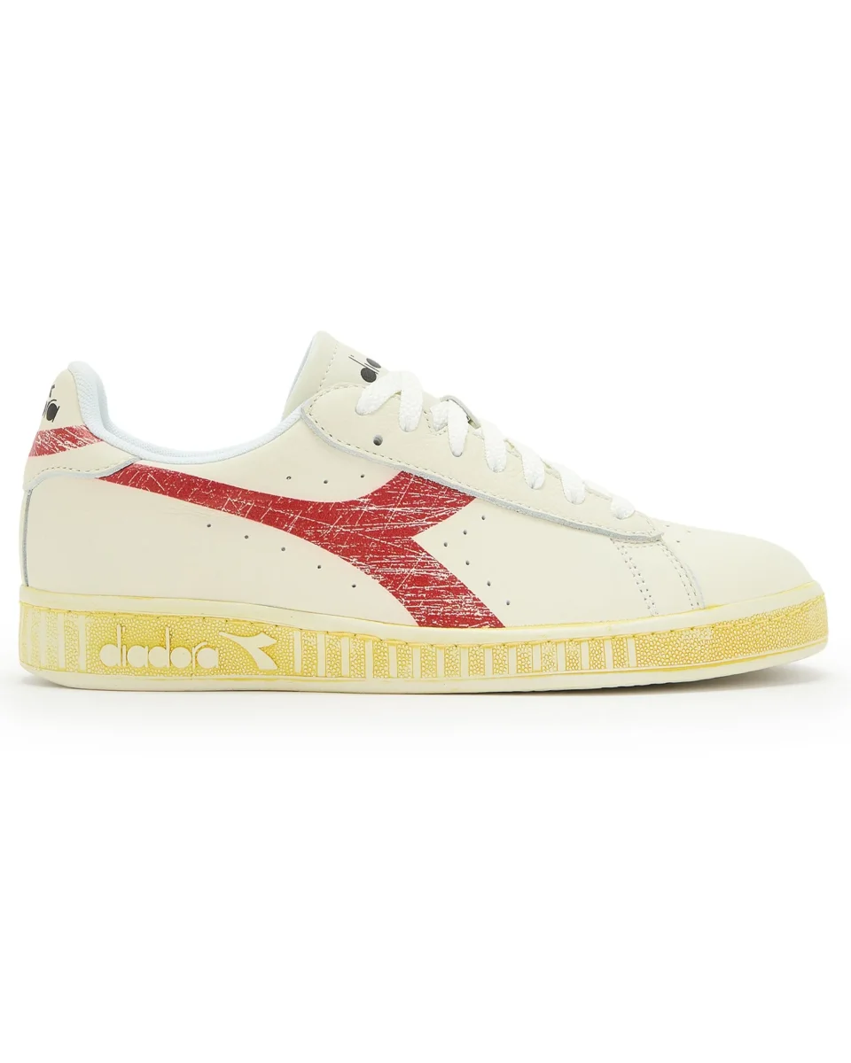 Diadora Sneakers Game L Low Retro in Pelle Bianco Rosso