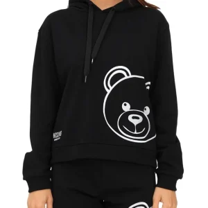 Moschino Underbear Felpa con Cappuccio Teddy Bear Logo Cotone Nero