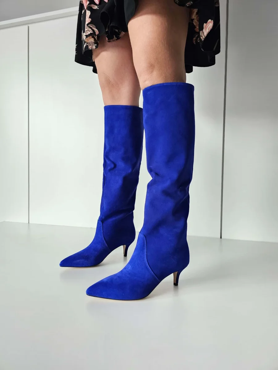 Stivali al ginocchio camoscio bluette Agua Lia Diva - immagine 6