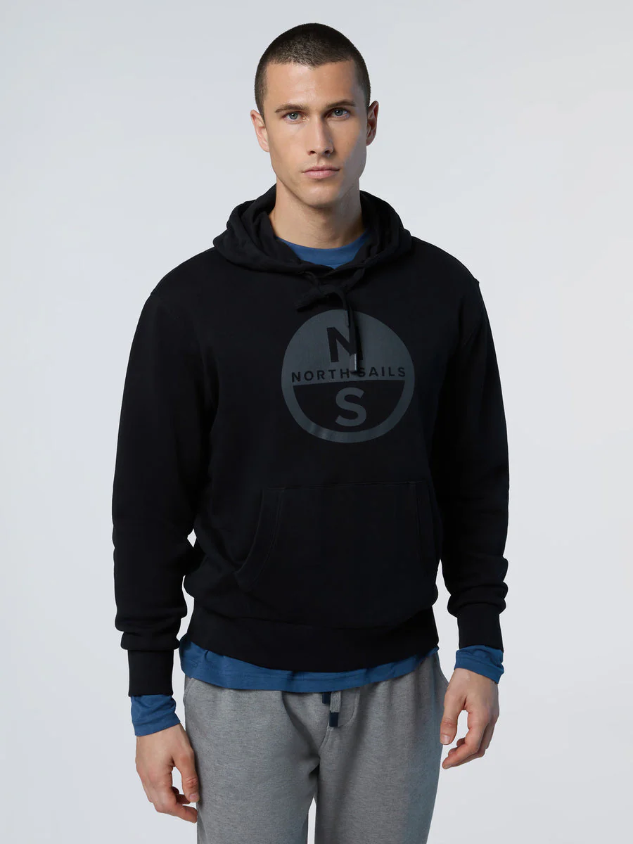 North Sails Felpa manica lunga girocollo Hoodie SWEATSHIRT Big Logo 691094 black nero - immagine 3