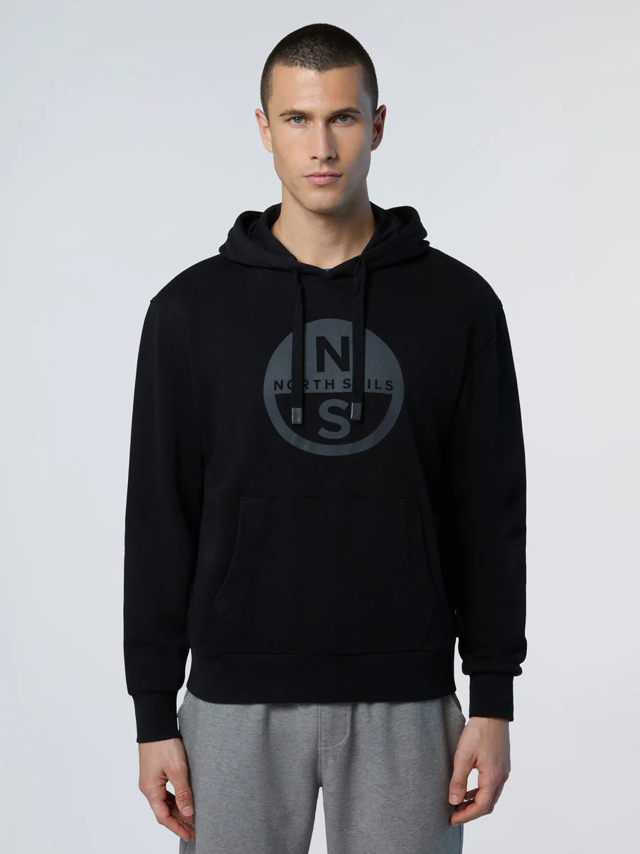 North Sails Felpa manica lunga girocollo Hoodie SWEATSHIRT Big Logo 691094 black nero - immagine 4