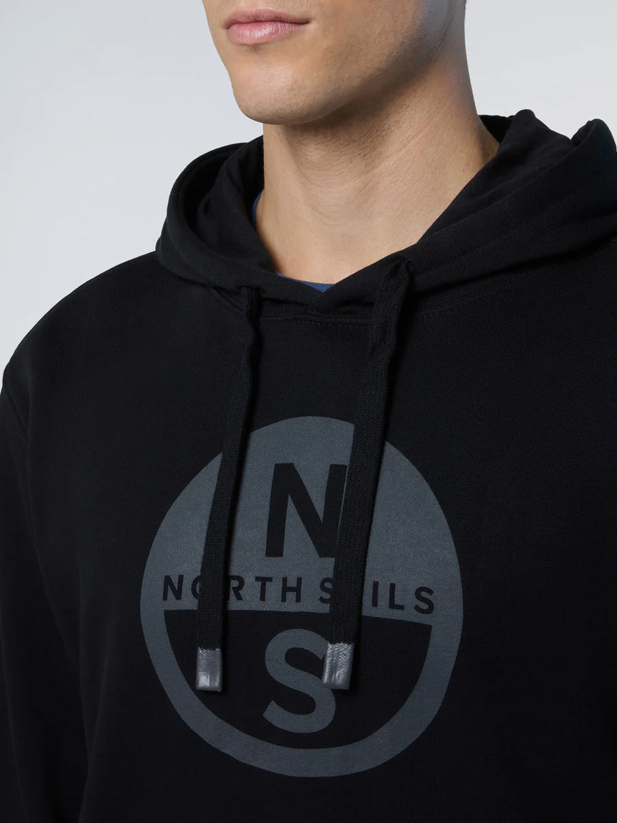 North Sails Felpa manica lunga girocollo Hoodie SWEATSHIRT Big Logo 691094 black nero - immagine 6