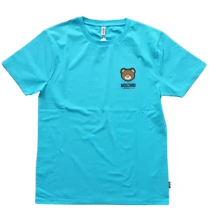 Moschino Underbear Logo Stretch Jersey in Cotone Azzurro