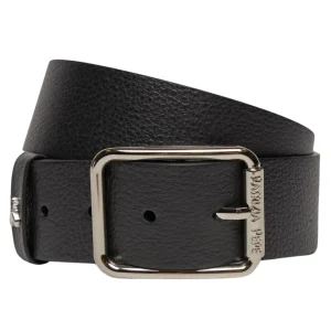 Patrizia Pepe Cintura Alta Fibbia Rettangolare Dorata Nero Pelle