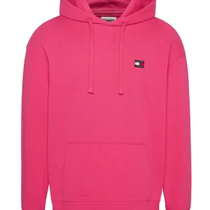 Tommy Jeans Felpa TJM Relaxed Fit con Cappuccio e Distintivo in Cotone Rosa