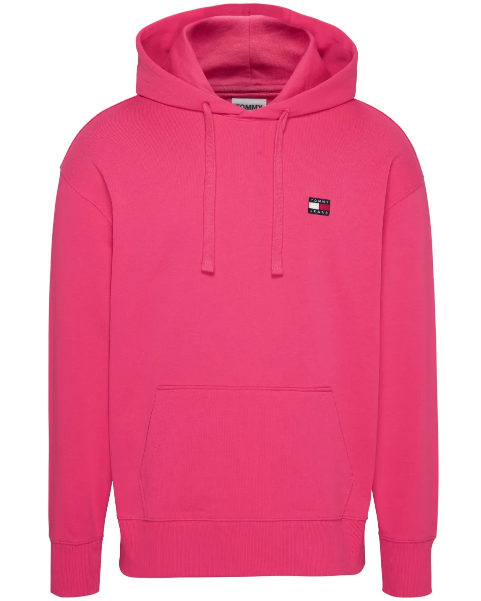 Tommy Jeans Felpa TJM Relaxed Fit con Cappuccio e Distintivo in Cotone Rosa