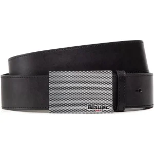 Blauer Cintura con Fibbia Placca Logo Usa Nero Uomo