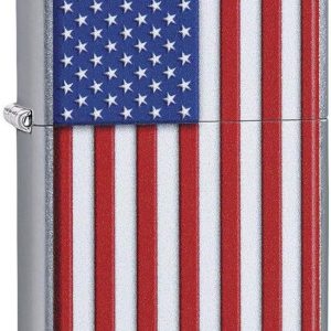 Zippo accendino Antivento Ricaricabile Made In Usa Argento FLAG