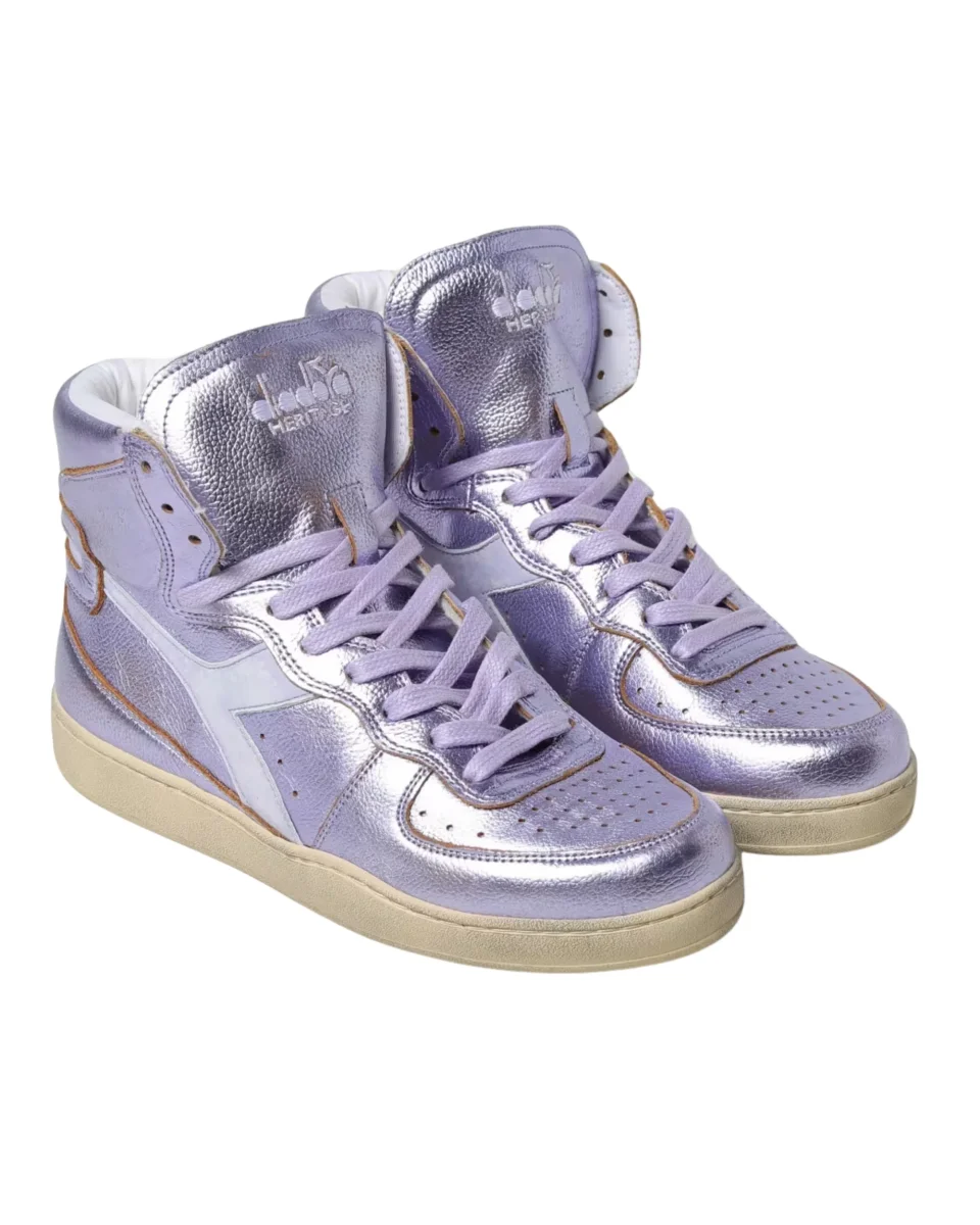 Diadora Heritage Sneaker MI Basket Pelle Laminata Viola - immagine 3