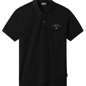 Napapijri Polo Elbas Manica Corta di Cotone Nero
