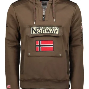 Geographical Norway Felpa Gymclass Cappuccio Marrone Uomo