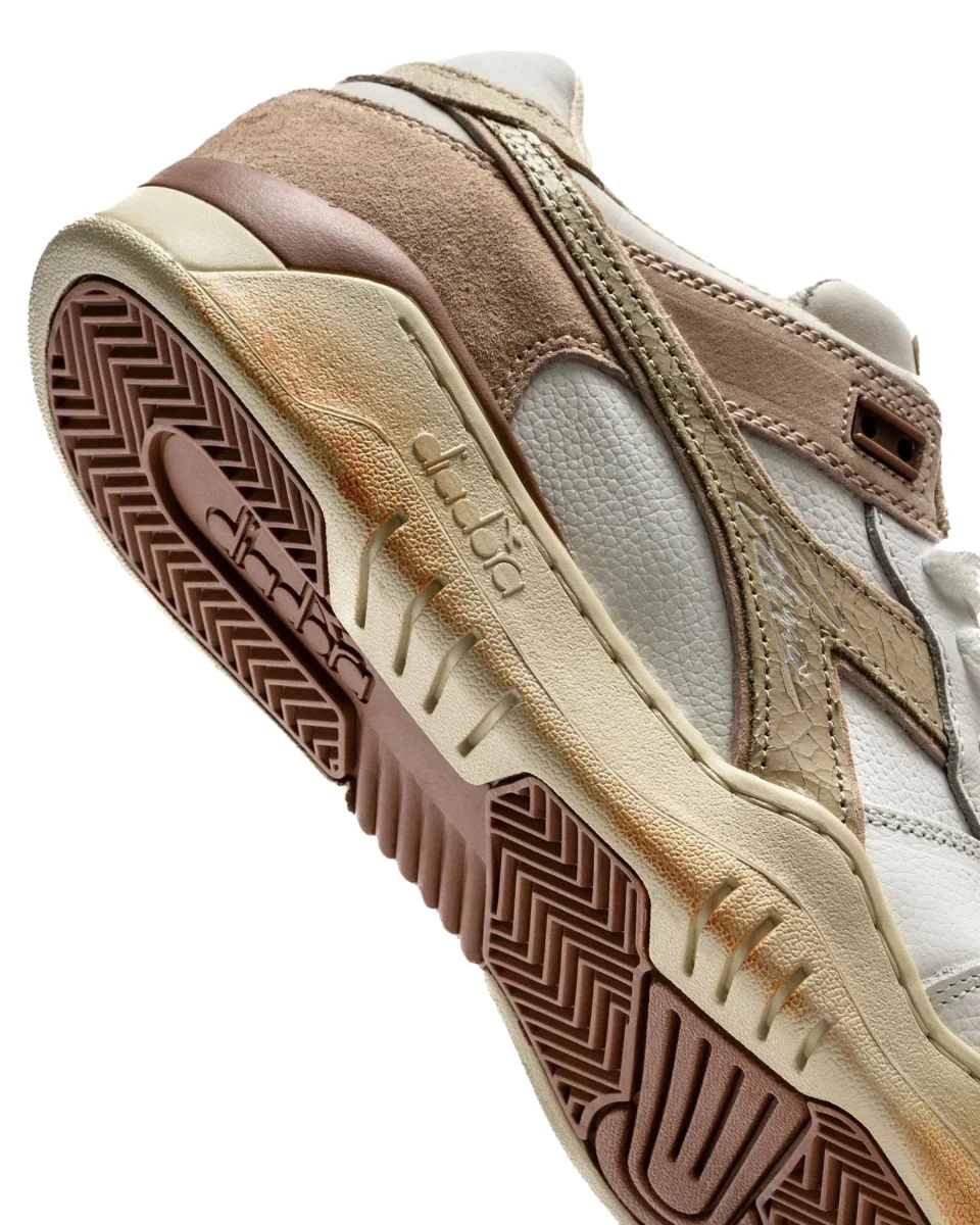 Diadora Sneakers B.560 Dino Russo Limited Edition in Pelle Bianco Beige - immagine 6