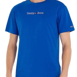 Tommy Jeans T-Shirt TJM Classic Linear Cotone Blu
