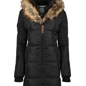 Geographical Norway Parka Con Cappuccio Fisso E Pelliccia Rimovibile Nero Donna