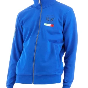 La Martina Felpa Full Zip Italy Flag Cotone Blu