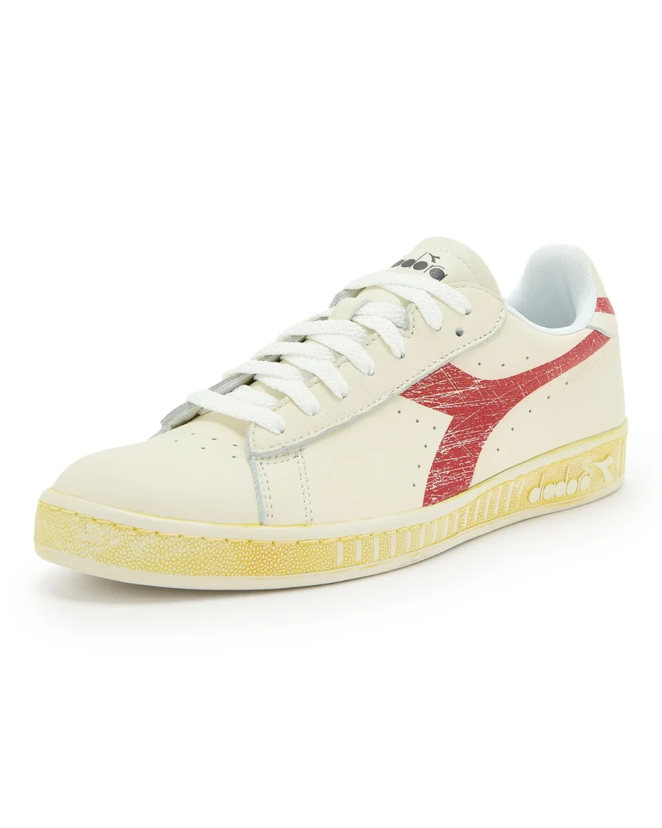 Diadora Sneakers Game L Low Retro in Pelle Bianco Rosso - immagine 3
