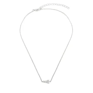 Patrizia Pepe Collana Pendente Singolo Logo in Metallo Argento e Cristallo Donna