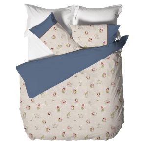 THUN Parure Copripiumino Matrimoniale con Stampa Digitale - Fantasia Inverno Incantato Gnomes Blue